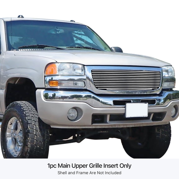 APS 2003-2006 GMC Sierra 1500 Without Logo Show Stainless Steel Billet Grille 8x6 horizontal billet