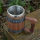 thumbnail image 4 of Mug Coffee Cup Tea Cup,Personalized Imitation Wooden Barrel with Leather Handle,LargeCapacity Bar Mug Drinking Cup 600ml, 4 of 5