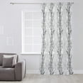 thumbnail image 3 of Black Grey Semi Sheer Curtains Drapes for Living Room, Bedroom, French Doors Window 63 Inches Long, Pastoral Botanical Branch Aesthetics Rod Pocket Chiffon Curtain Drapery Voile Draperies Panel, 3 of 6