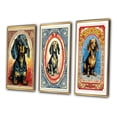 thumbnail image 3 of Designart "Retro Stamp Illustration of a Cute Dachshund VI" Animals Dog Daschund Framed Wall Art Set Of 3 - Black Dog Daschund Frame Canvas Set For Living Room Decor, 3 of 6