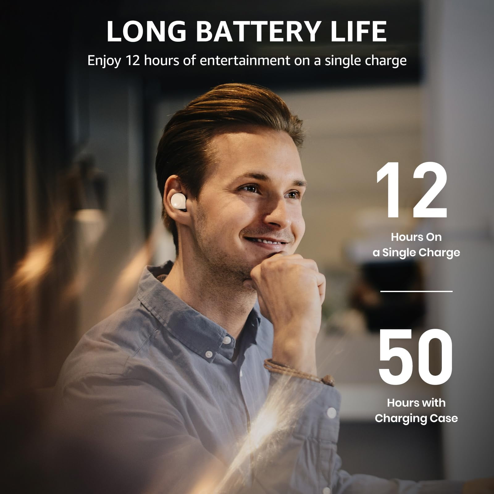 TOZO T6 Earbuds Bluetooth Headphones Bluetooth, 50H, AI Chat/Translation/Clear Mics, Stereo Bass, Wireless Charging, App-32EQ, IPX8 Waterproof Headphones, Champagne