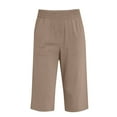 thumbnail image 5 of Garbnen Womens Capri Pants Travel Beach Comfy Womens Pants Straight Leg Summer Elastic Waist Womens Trouser Pants with Pocket, 5 of 6