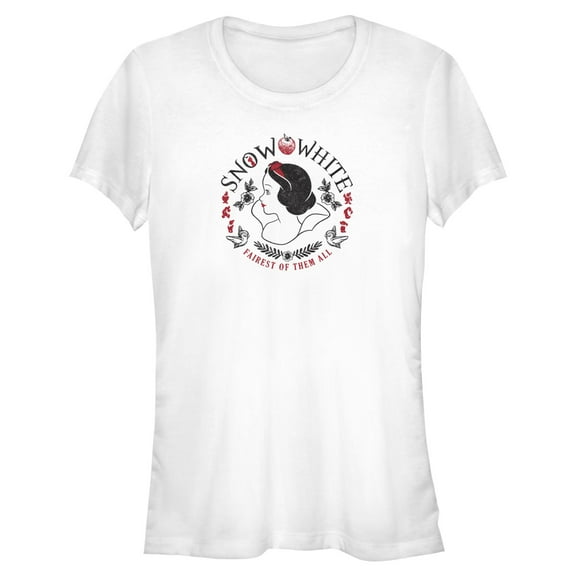 Juniors Snow White and the Seven Dwarfs Fairest of Them All Logo T Shirt