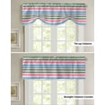 thumbnail image 4 of Tie Up Valance Curtain for Kitchen,Abstract Watercolor Vertical Lines Rod Pocket Short Curtains Adjustable Tie-Up Shade Valances,Pink Green Blue Stripes Window Treatment for Bathroom Living Room, 4 of 8
