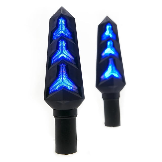 Direccionales Para Moto Rasen Led Secuencial Tipo Rayo Universal azul