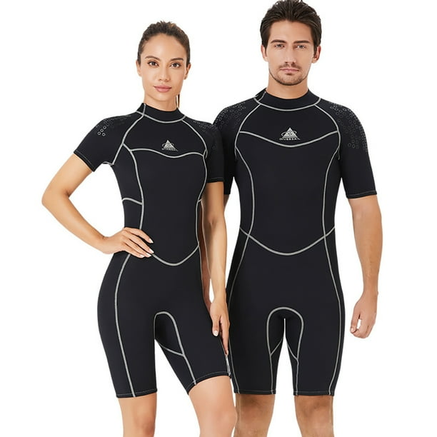 Trajes de bano para mujer de 1 5 mm Traje de bano ultrafino de manga corta Traje de bano profesional de secado rapido para hombre Calido para bucear Surf Natacion Mujer Black M Inevent