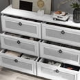 thumbnail image 3 of HUJAUU Dresser for Bedroom, Rattan 6 Drawer Dresser, Wide Chest of Drawers for Living Room, Closet, Hallway, Nursery, White, 3 of 8