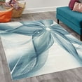 thumbnail image 2 of Abstract Decorative Rug, Geometrical Smoke Like Striped Huge Flower Floral Design Work of Art, Quality Carpet for Bedroom Dorm and Living Room, 6 Sizes, Blue Grey, by Ambesonne, 2 of 4