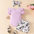 thumbnail image 4 of HCNTES Baby Girl Clothes Toddler Baby Girl Clothes Newborn Infant Outfits Ruffle Romper+ Soft Pants + Cute Headband Sets For 6 12 18 24 Months Dailywear, 4 of 7