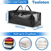 Tooloton Heavy Duty Moving Bags, Extra Large Storage Totes with Backpack Straps, Strong Handles & Zippers, 4 Pack, Black