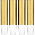 thumbnail image 2 of 100 Gold Plastic Cups 12 Oz Clear Plastic Cups Tumblers Gold Rimmed Cups Fancy Disposable Wedding Cups Elegant Party Cups with Gold Rim, 2 of 9