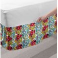 thumbnail image 2 of Floral Bed Skirt, Floral Theme Colorful Blossoms and Leaves Arrangement Garden Artwork, Elastic Bedskirt Dust Ruffle Wrap Around for Bedding Decor, 4 Sizes, Pale Teal and Dark Coral, by Ambesonne, 2 of 2