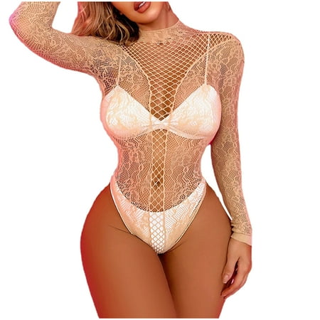 

DNDKILG Womens Lingerie See Through Bodysuit Sleepwear Teddy One Piece Babydoll One Size