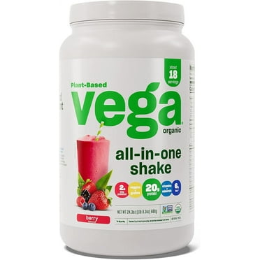 Vega Organic All-in-One Vegan Protein Powder, Berry - Superfood Ingredients, Vitamins for Immunity Support, Keto Friendly, Pea Protein for Women & Men, 1.5 lbs (Packaging May Vary)