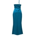thumbnail image 4 of Vestido de noche de satén para mujer tallas grandes - Elegante cuello en V, diseño en la cintura, vestido de fiesta para bodas - Tallas XS-L, tejido con brillo lujoso, 4 of 5