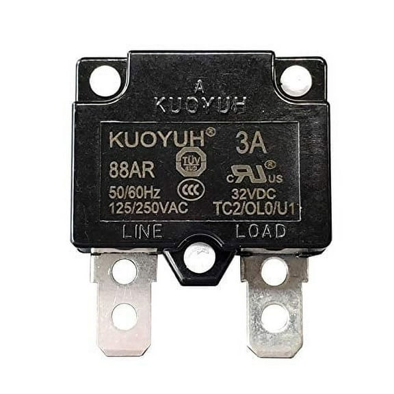 KUOYUH USA 3 Amp 125/250VAC 32/50VDC 88AR Series Automatic-Reset Thermal Overload Protector Circuit Breaker (1 Pack)