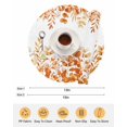 thumbnail image 6 of 13 Inch Round Placemats Set of 6, Orange Eucalyptus Leaves Non Slip Heat Insulation PP Table Mats, Watercolor Spring Summer Botanical Washable Place Mats for Kitchen Dining Party Table Decor, 6 of 7
