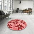 thumbnail image 4 of Ahgly Company Machine Washable Indoor Round Transitional Red Area Rugs, 3' Round, 4 of 7