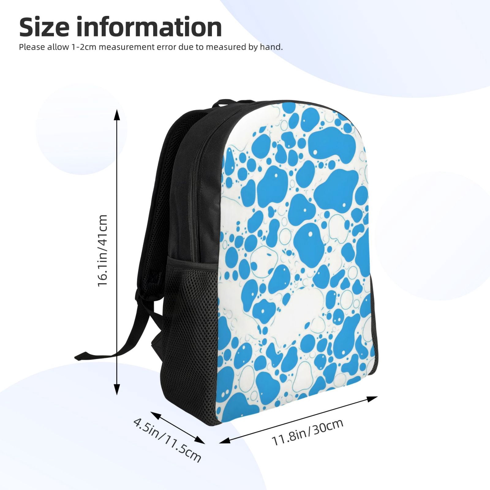 Single Side Full Backpack 16.1×11.8×4.5in Large Capacity Breathable Shoulder Belt Leisure Simple And Strong Bearing Capacity Milk Cow Skin Print Style Powderblue_3