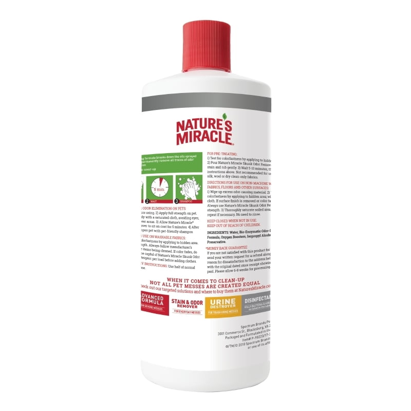 Buy Nature’s Miracle Skunk Odor Remover Odor Neutralizing Formula, 32