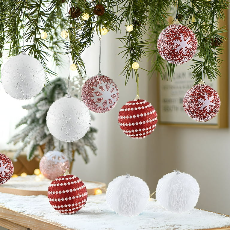 16PCs Hanging Decor Foam Balls Decorative Wire Wrap White