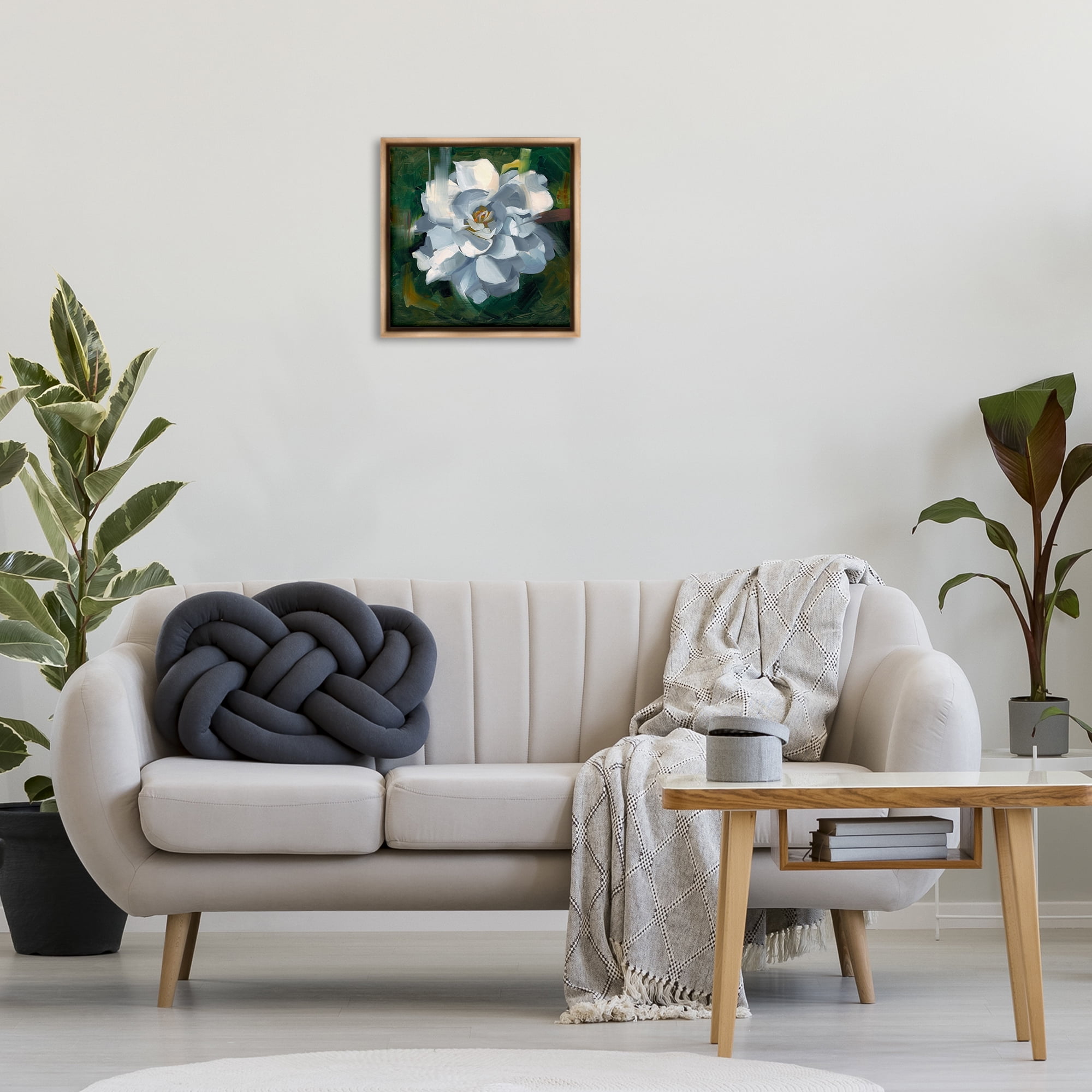 Stupell Industries Paint Streaked Flower Botanical & Floral Painting Brown Floater Framed Art Print Wall Art, 18 x 18