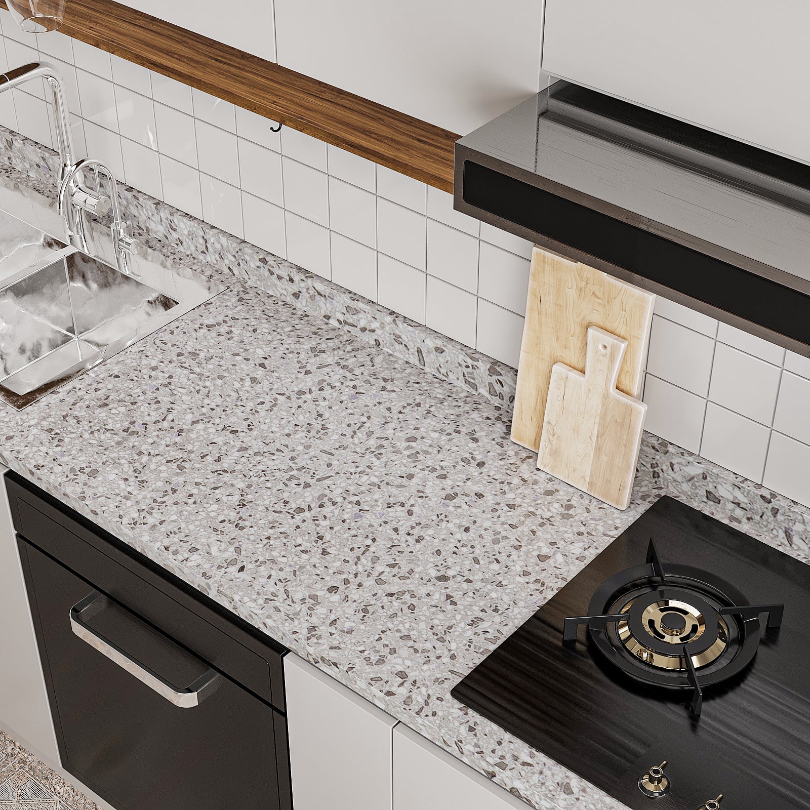 VEELIKE Grey Granite Contact Paper for Countertops Peel and Stick Waterproof Self Adhesive Removable Wallpaper Mable Peel and Stick Countertops Vinyl for Kitchen Bathroom Cabinets Liners 15.7''x354''