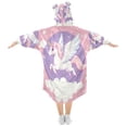 thumbnail image 2 of Wearable Blanket with Sleeves and Pocket Oversized Hooded Sweatshirt 3-14 YR Flying Unicorn with Wings S, 2 of 7
