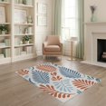 thumbnail image 2 of ODIKA 4'x6' Blue Orange Botanical Palm Fronds Modern Washable Area Rug Contemporary Leaf Motif Pattern Design Pet Friendly, Non-Shedding for Bedroom, Reading Nook, 2 of 7