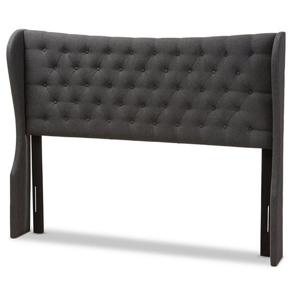 Bowery Hill Queen Winged Panel Headboard in Dark Gray