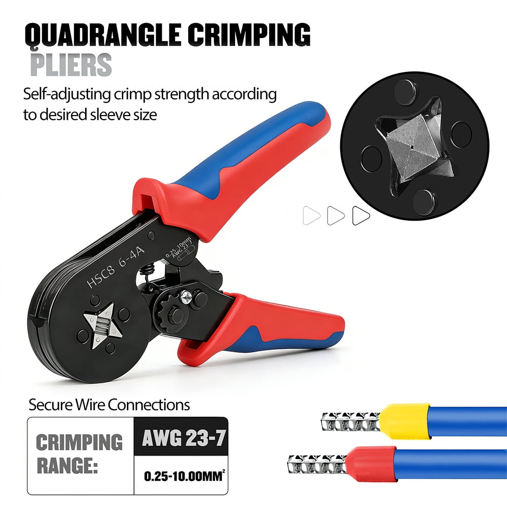 PEPWELL Ferrule Crimping Tool Kit - 1200PCS Wire Ferrules (AWG 23-7) with Self-Adjusting Ratchet Crimper Plier, Wire Ends Terminals Connectors Set for Electrical Wiring, Automotive, Audio, DIY