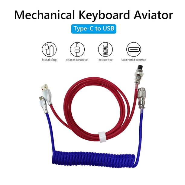 Cable en espiral para teclado mecánico de 104 teclas, Cable tipo C, Cable de puerto Usb personalizado, Cable en espiral de aviador para accesorios de teclado para juegos Tan Jianjun unisex