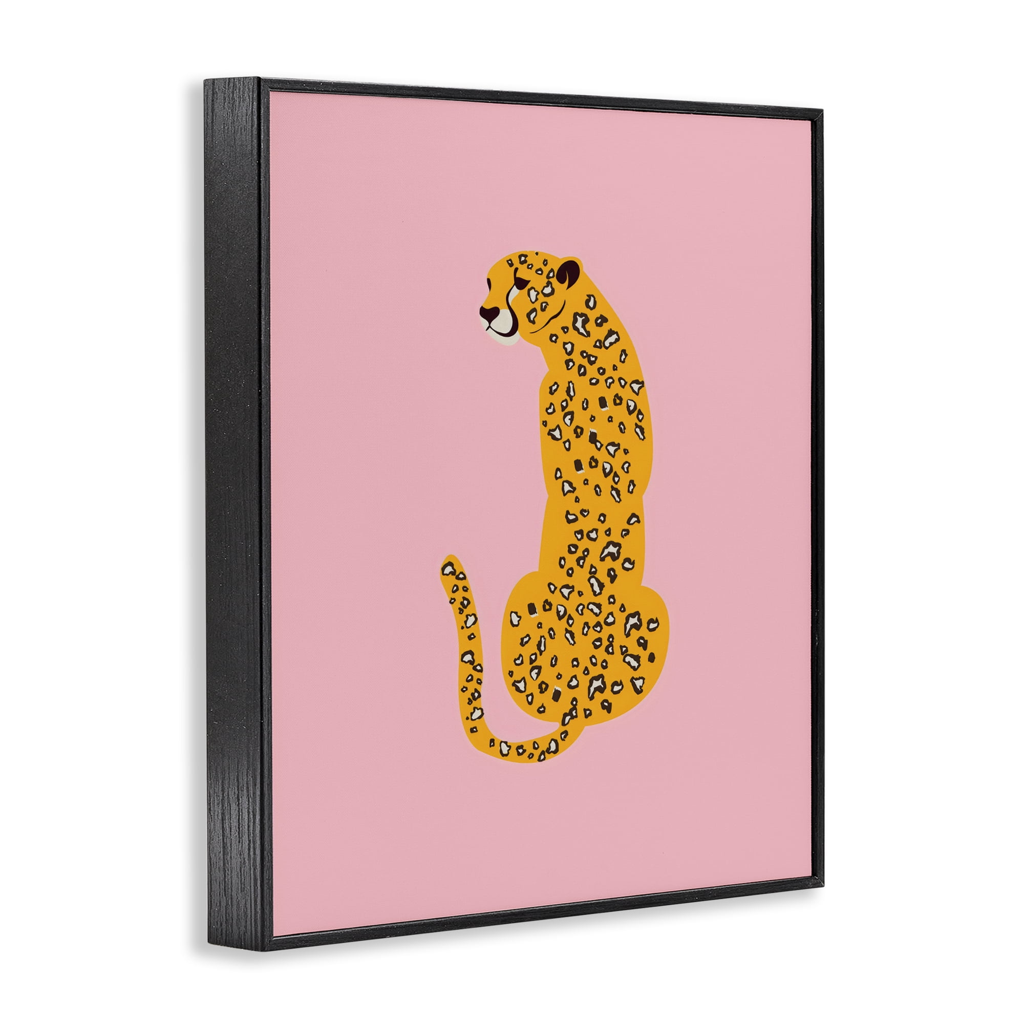 Stupell Industries Yellow Jaguar on Pink Black Framed Giclee Art, design by Creative Studio