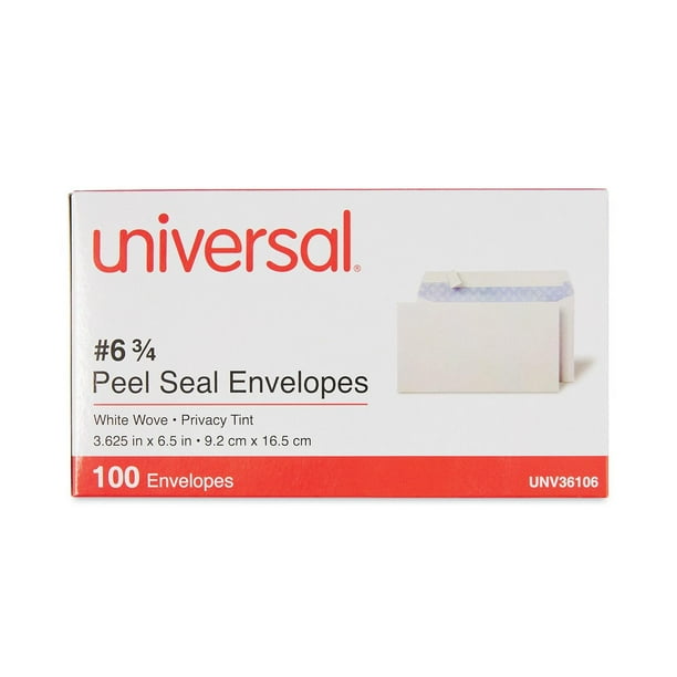 Sobre universal UNV36106 9,2 cm x 16,5 cm #6 -3/4 blanco (100 unidades por caja)
