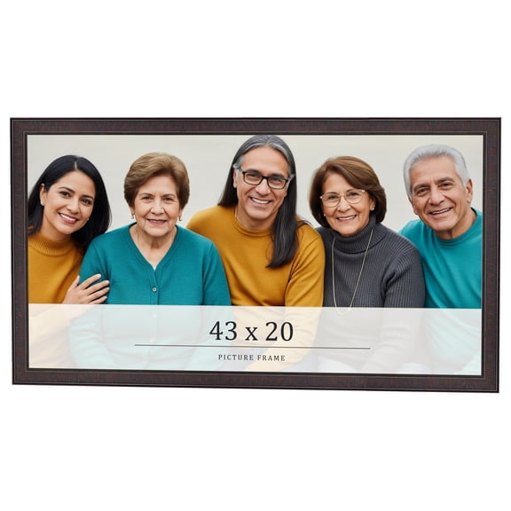 43x20 Rustic Brown Real Wood Picture Frame Width 0.75 inches | Interior Frame Depth 0.5 inches |