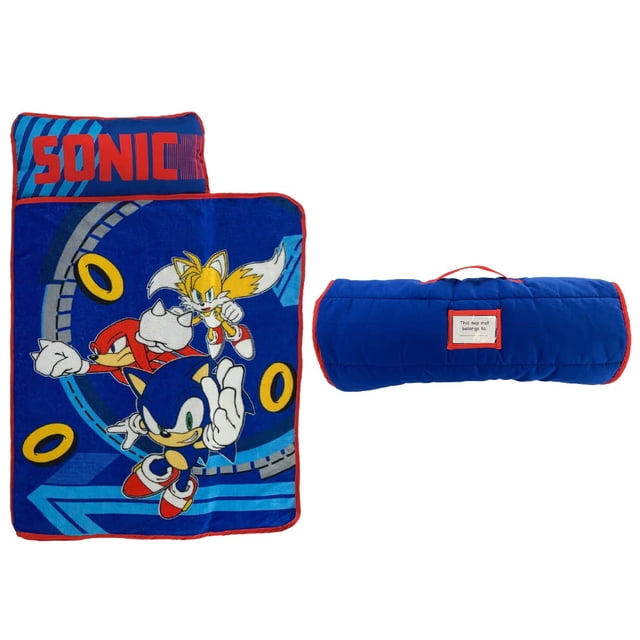 Alfombrilla de siesta suave para niños pequeños con almohada y manta Sonic The Hedgehog
