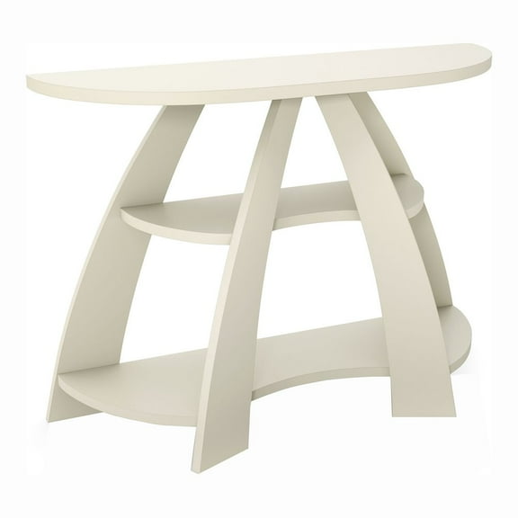 ENITIAL STAR Bianca Contemporary Half Moon Wood Storage Console Table