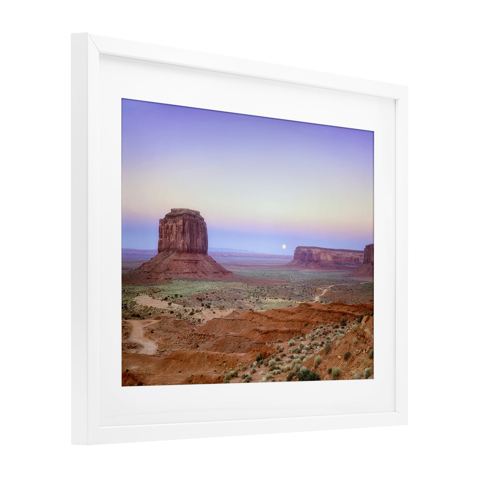 Stupell Industries Moonrise Over Monument Valley White Framed Print Under Glass, design by Dennis Frates