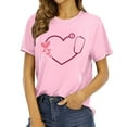 thumbnail image 2 of Chandails Mignons pour Femmes Col Rond Manches Courtes Mode T-Shirt à Imprimé Cœur Ample Léger Confortable Doux Chandail à Enfiler Ensembles Rose TTG, 2 of 4
