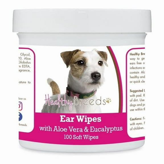 Parson Russell Terrier Ear Cleaning Wipes with Aloe & Eucalyptus for Dogs - 100 Count