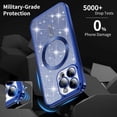 thumbnail image 3 of for iPhone 15 Pro Case Glitter Blue, Camera Lens Protector, with MagSafe  Clear Silicone Cute Protective Soft Women TPU Luxury Plating Bumper Phone Cases for iPhone 15 Pro Blue, 3 of 11