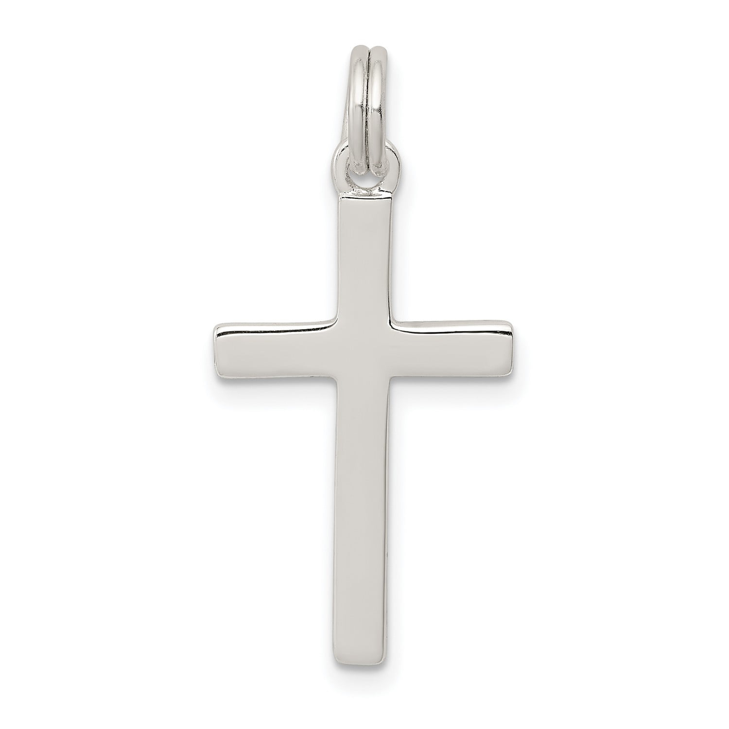 925 Sterling Silver Polished Cross Charm Pendant 23mm x 14mm