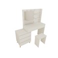 thumbnail image 5 of CQSXDA  LED Lighted Makeup Vanity Table with Mirror in Ancient White, Compact Design with Storage Drawers and Matching Stool, 5 of 9