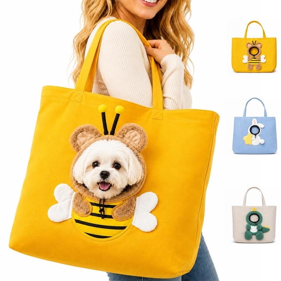 Dog Carrier Tote for Small Dogs & Cats, Cute Bee Pet Canvas Shoulder Bag