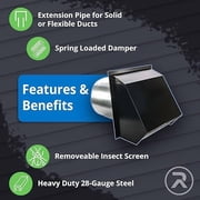 RDP Hooded Wall Vent with Screen and Damper (8 Inch, Brown)