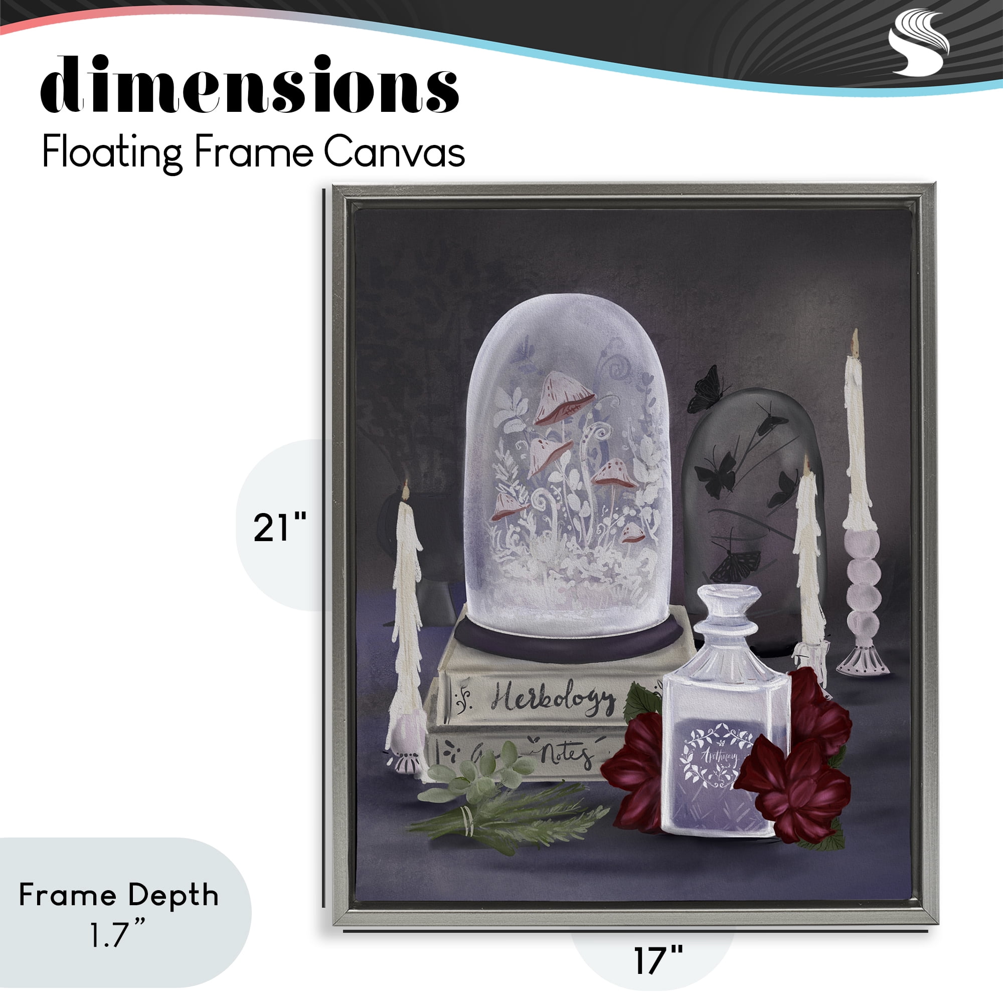 Stupell Industries Spooky Apothecary Vibes Gray Framed Floater Canvas Wall Art, design by Adreane Fippinger