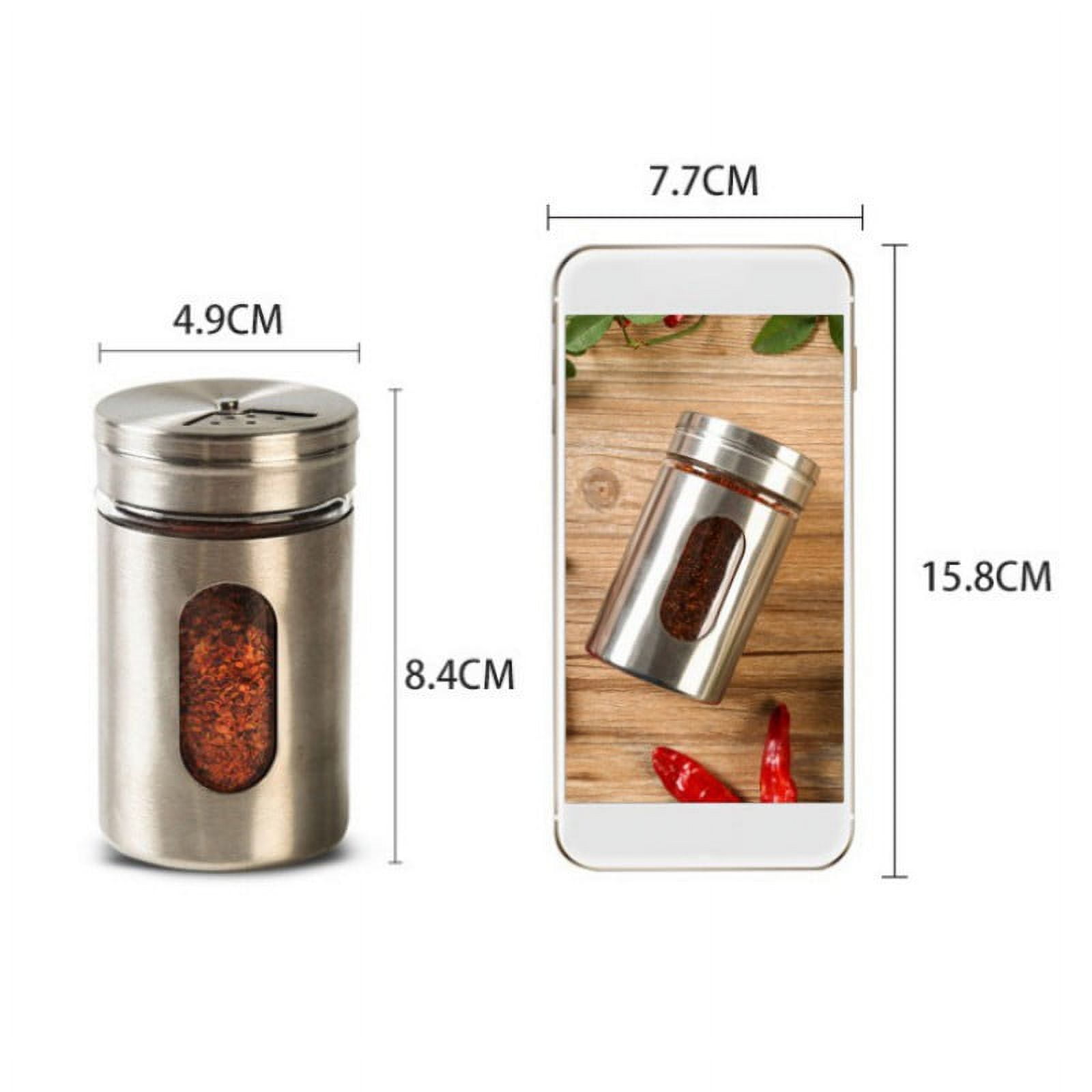 2.7 oz Glass Spice Jar w/ Shaker Lid Stainless Steel, 2 x 2 x 3-1/4 H | The Container Store