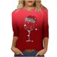 thumbnail image 5 of Camisetas de Manga Larga de las Mujeres Imprimir Navidad Cuello Redondo 3/4 Manga Suéter, Top Casual para las Vacaciones, 5 of 8