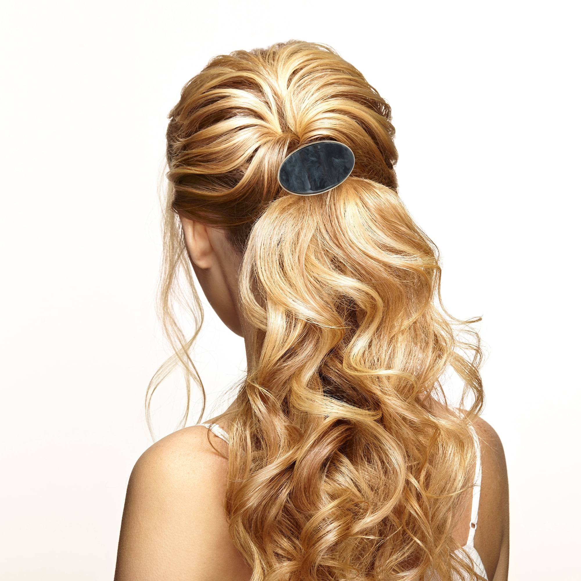 Unique Bargains Stylish Oval Ponytail Buckle Hair Clip for Women 1 Pc Black