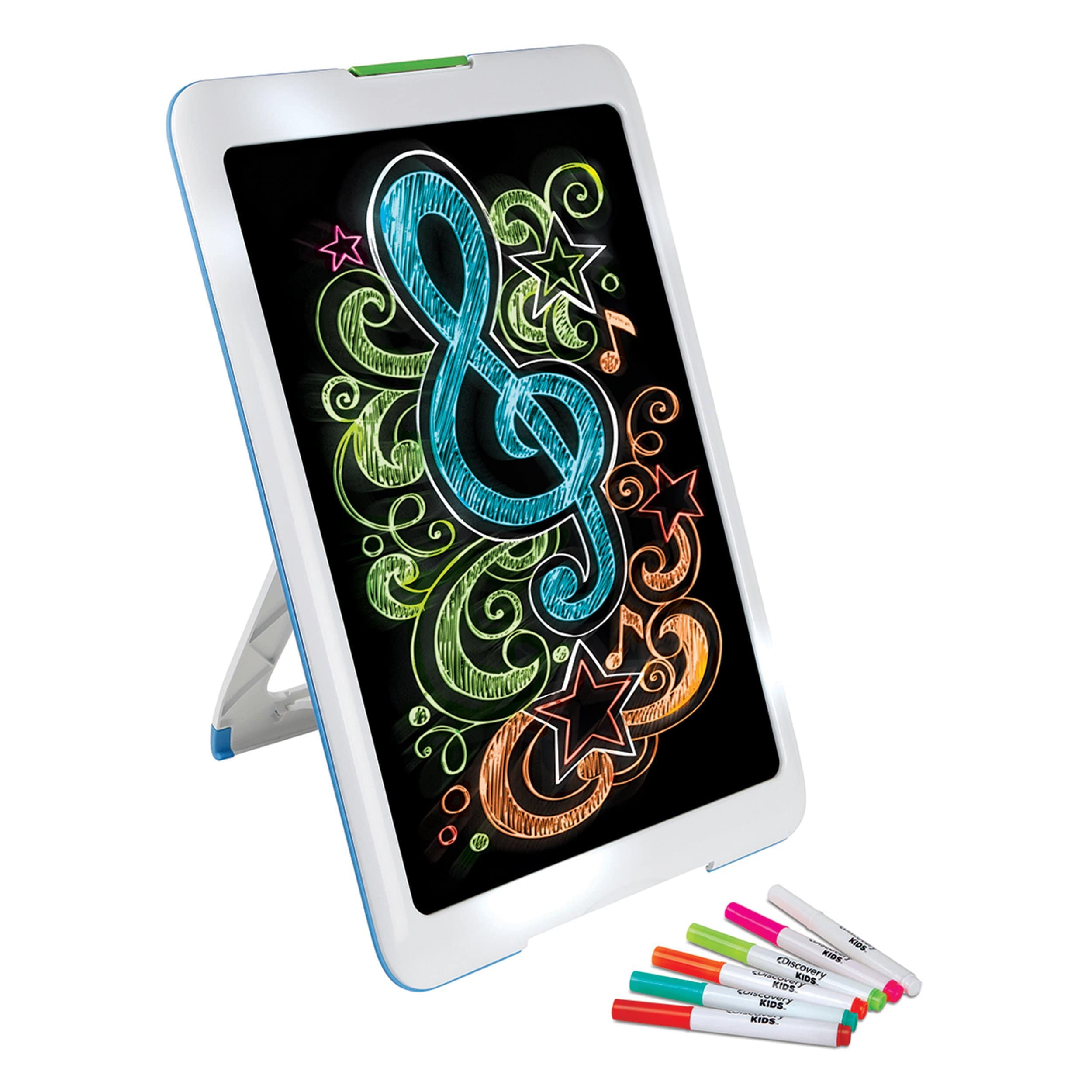 Discovery Kids Neon Glow Drawing Easel with Markers
